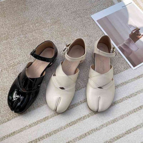 

dress shoes fashion split toe women flats mary janes casual tabi ninja flat shoes ladies slip on footwear comfortable loafers balle 220506, Black