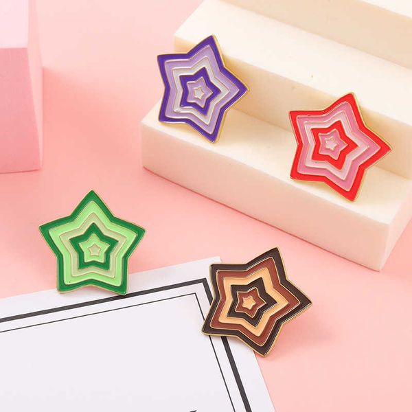 

color star shape modeling series alloy brooch creative gradient pentagram metal jewelry badge, Gray