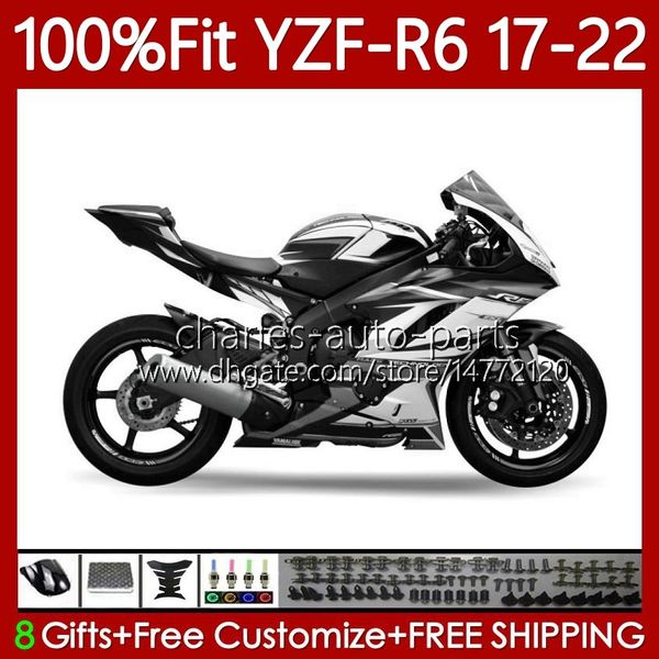 OEM-Injektionskörper für Yamaha YZF-R6 YZF R6 R 6 600 CC YZF-600 2017 2018 2019 grauweiß 20 21 22 119NO.224 Körperarbeit YZF600 2017-2022 YZFR6 17 18 19 2020 2021 2022 Verkleidung