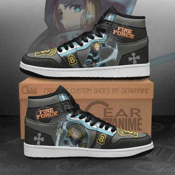 

fire force arthur boyle sneakers custom anime shoes, Black