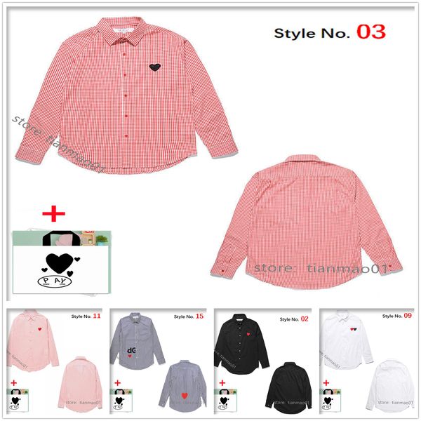 

men dress shirst women casual shirt high-quality tee japanese cotton long sleeved embroidered red heart big love print smiley face couple bo, White;black