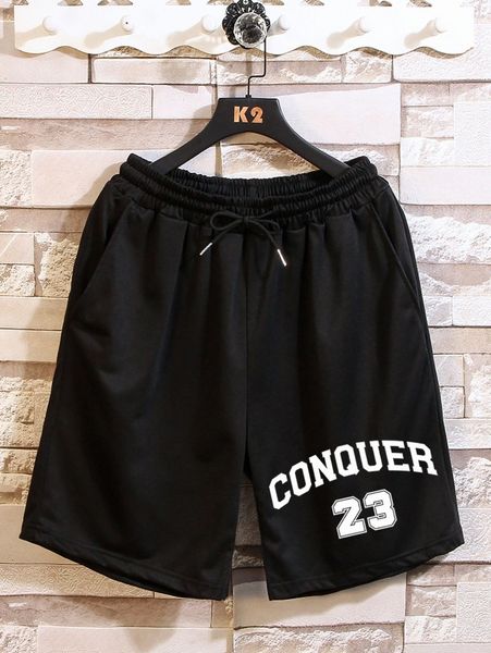 

romwe guys letter graphic drawstring shorts j5tf#, White;black