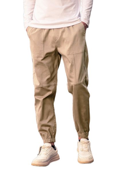 

men patch pocket carrot pants l8ao#, Black