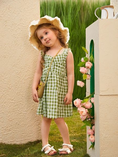 

toddler girls gingham & floral print dress she, Red;yellow