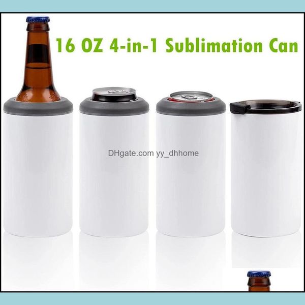 Canecas Drinkwares Cozinha Bar Garden Home Garden Ups 16oz Tumblers de aço inoxidável Sublimação em branco CAN LAN DHEMS STILER DHEMS