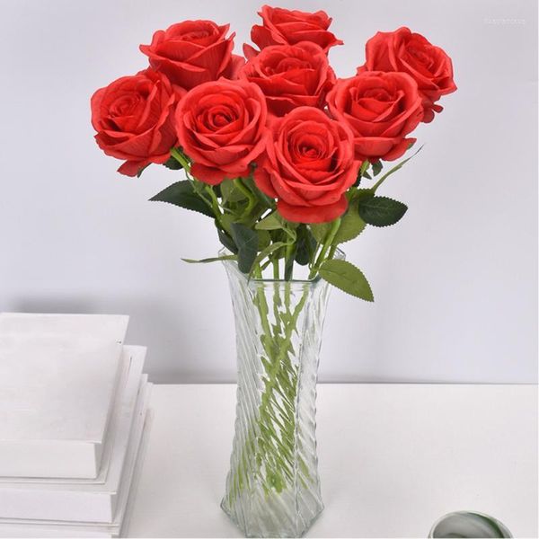 Flores decorativas grinaldas solteiras Romk Romk Rose Artificial para Casamento Destino de Casamento Partido do Dia dos Namorados El Decoração Real Touch