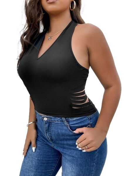 

plus cut out halter e8yi#, Black