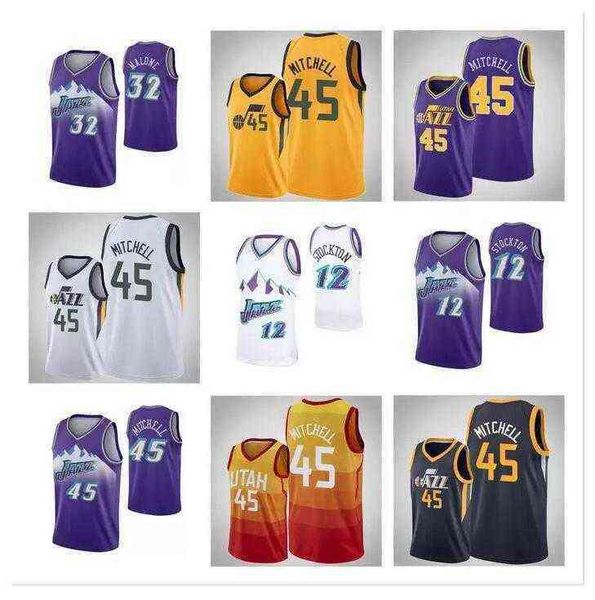 

vintage men's donovan 45 mitchell rudy 27 gobert mike 10 conley john 12 stockton karl 32 malone utahjazzcity basketball jerse'&#03, Black