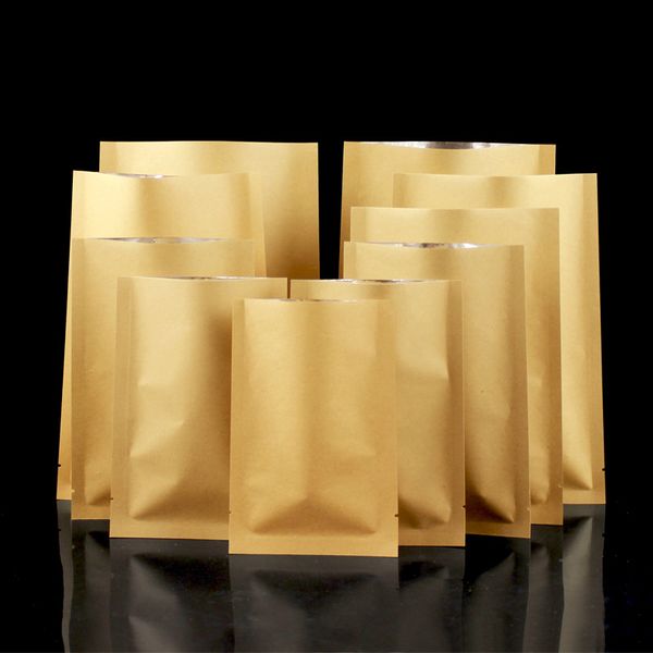 500pcs Kraftpapier Offene obere Vakuumverpackungstasche Dicke Barriere Süßigkeit Snack Salz gemahlenes Kaffee Pulver Fleisch Tee Heizung Dichtung Geschenkbeutel DH6666