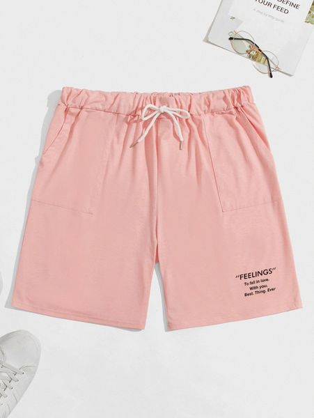 

men slogan graphic drawstring waist shorts a4eo#, White;black