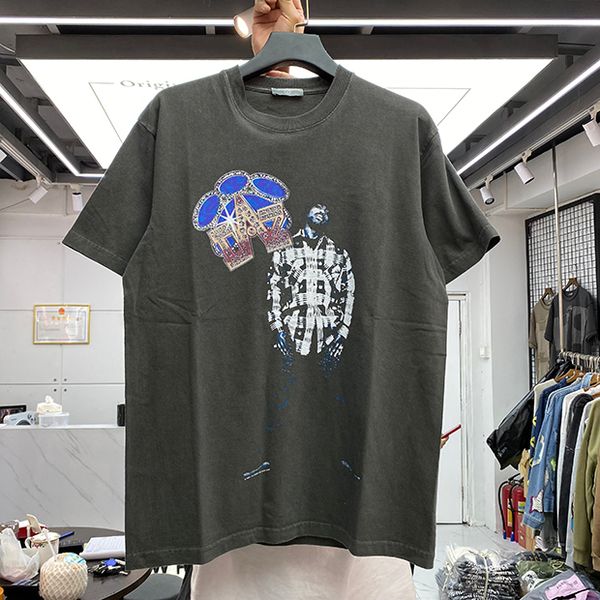 

hip hop t shirt tee men women crown printed 11 short sleeve oversized t-shirt real pics, White;black