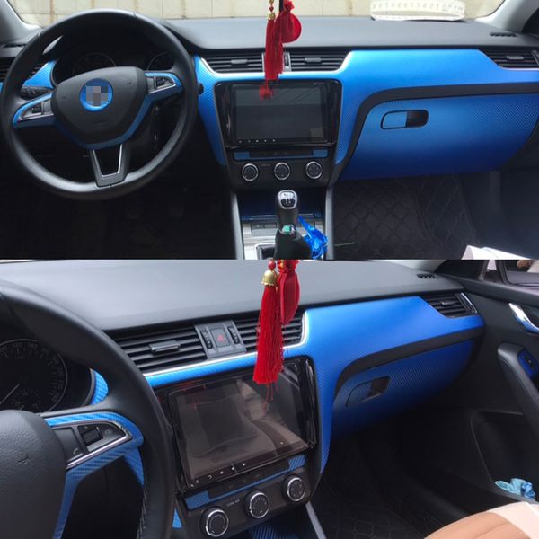 

car-styling 3d 5d carbon fiber car interior center console color change molding sticker decals for skoda octavia 2015-2019