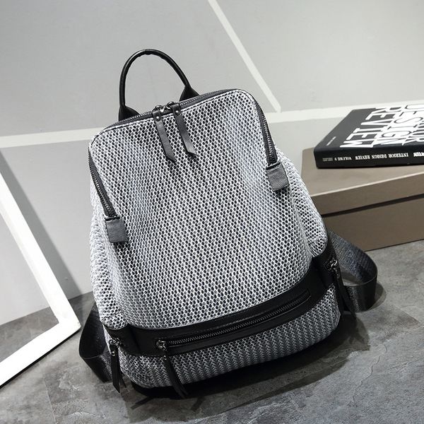 

wholesale fashion breathable lightweight hollow shoulder bag large capacity mesh joker women backpack outdoor leisure leather backpacks