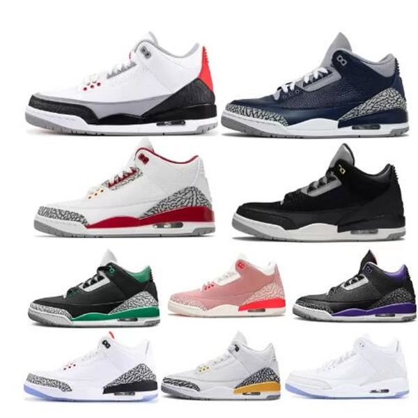 

jumpman 3 men basketball shoes 3s chaussures pine green unc georgetown black rust pink fire red denim cement men sneakers eur40-47