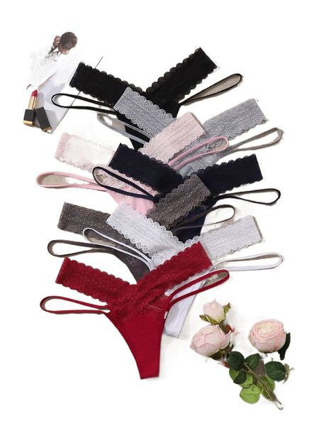 

7pack cut-out panty t4o8#, Black;red