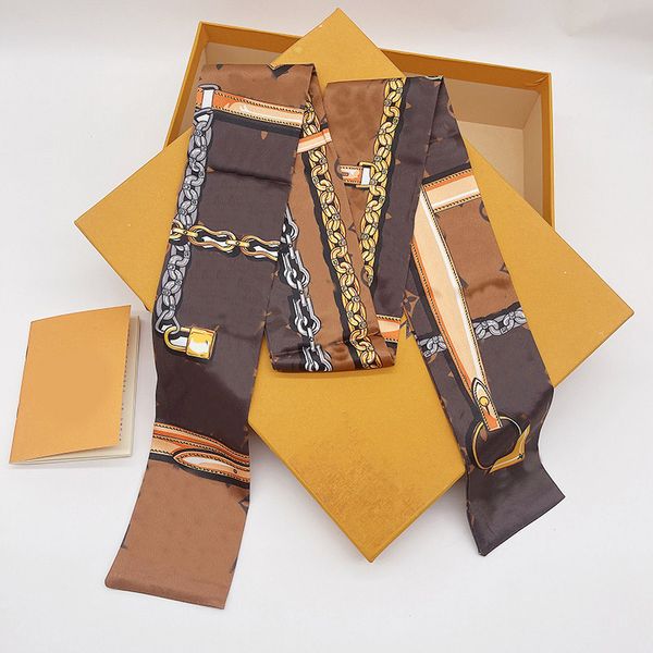 

luxury designer woman silk scarf letter headband brand small neckerchief variable headscarf accessories activity gift, Blue;gray