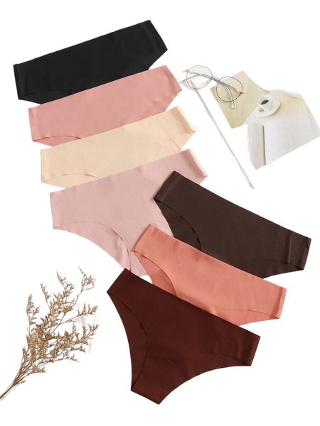 

7pack solid seamless panty 93xm#, Black;red