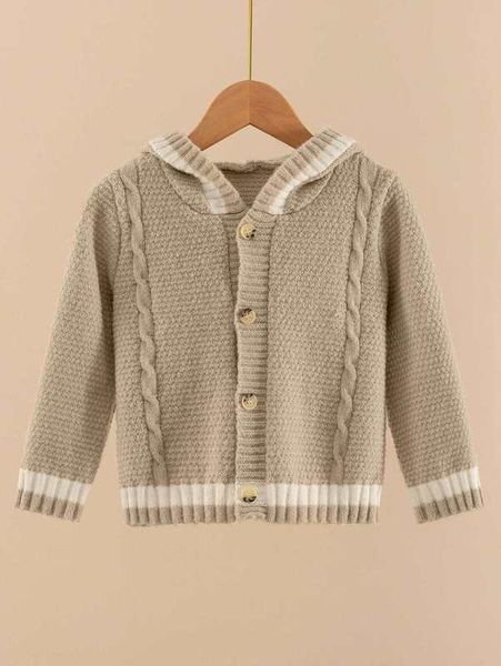 

toddler boys cable knit button front hooded cardigan she, Blue