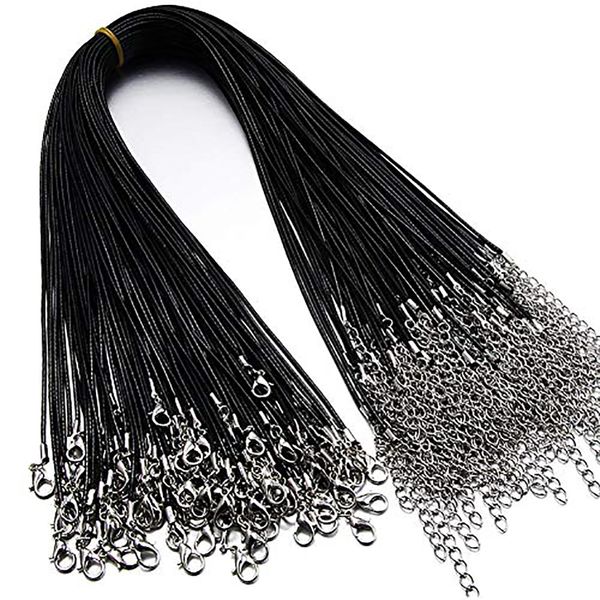 18inch Trançado Colar de Couro Cadeia Corda Corda Com Lagosta Clasp de garra 1.5mm Multi Cor Waterproof Woven Chain de cera para pingente diy fazendo jóias