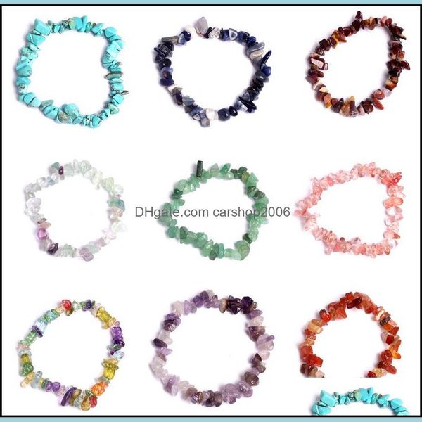 

beaded strands bracelets jewelry natural stone crystal bracelet beaded sodalite chip gemstone chakra 18cm stretch for women gift drop deliv, Black