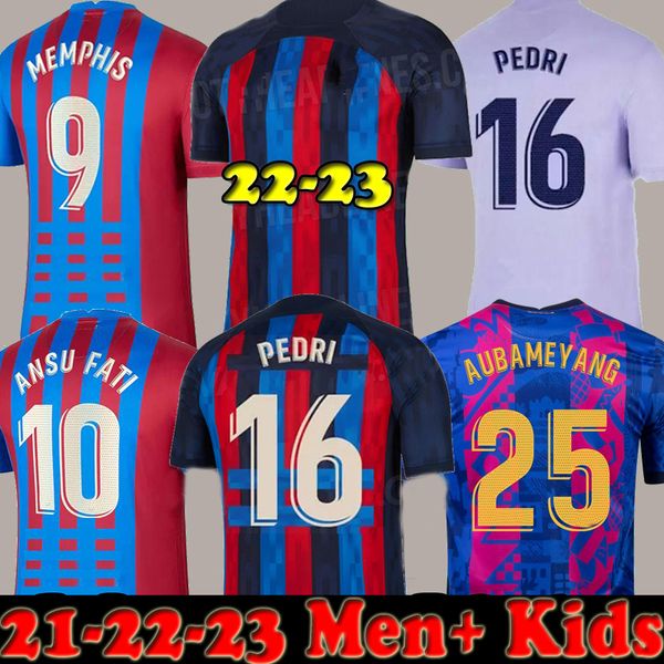

camisetas de football memphis pedri adama auba soccer jersey ferran 21 22 23 ansu fati 2021 2022 2023 gavi f. de jong barcelona dest kit shi, Black;yellow