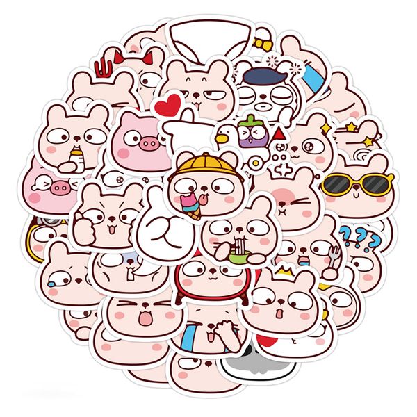 

40pcs/bag cute pink bunny rabbit stickers pack paper for diy skateboard luggage diary decoration album book kids toys scrapbooking decals