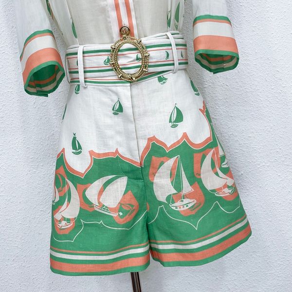 

2022 summer new linen women's shorts print shorts, White;black