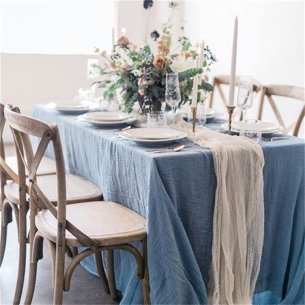 Ru075f Factory Custom Durável Casamento Cheesecloth Galze Fabric para Arch Table Police Runner 220615