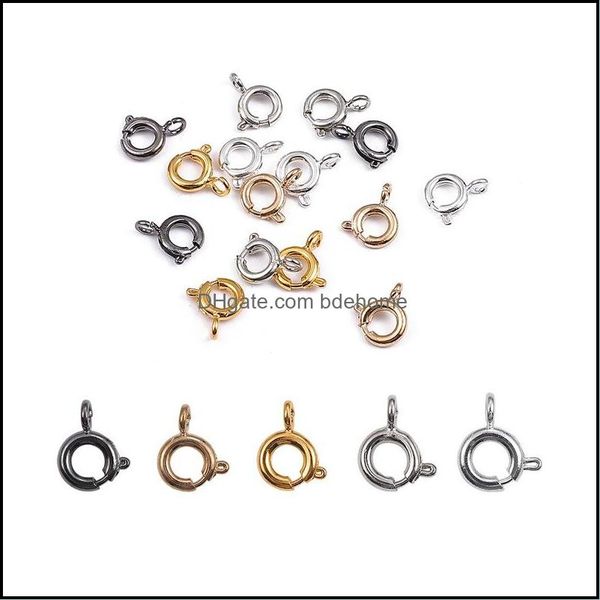 

clasps hooks jewelry findings components 10pcs/lot 6mm gold spring ring clasp with open jump for chain necklace bracelet connectors making