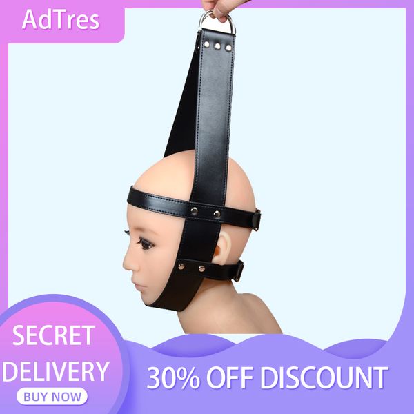 BDSM кожаная головка, ремешок для борьбы с эротической сдержанностью подвесной рукав sm рабыня в стиле для собак взрослая сексуальная игрушка для женщин мужские предметы красоты