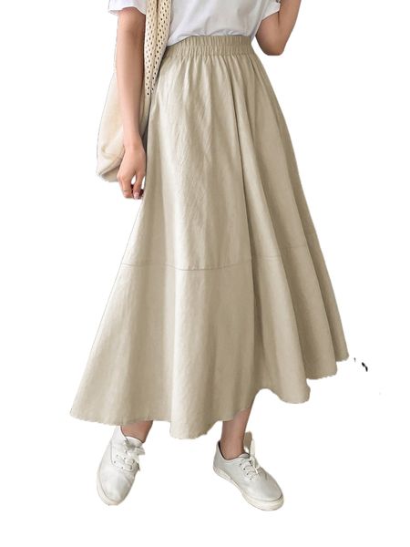 

dazy solid high waist flared skirt h4nh#, Black
