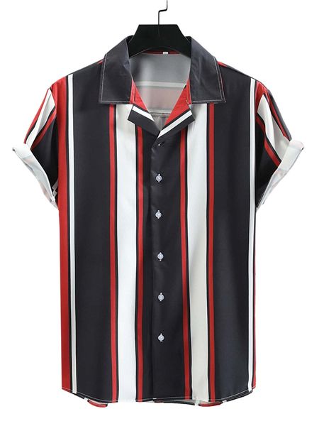 

men random block striped shirt r6d6#, White;black