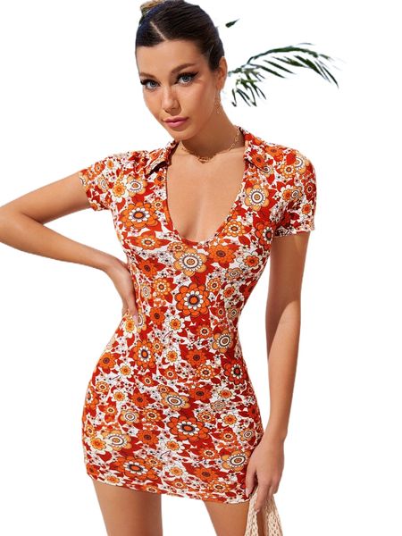 

allover floral print bodycon dress w9e3#, Black;gray