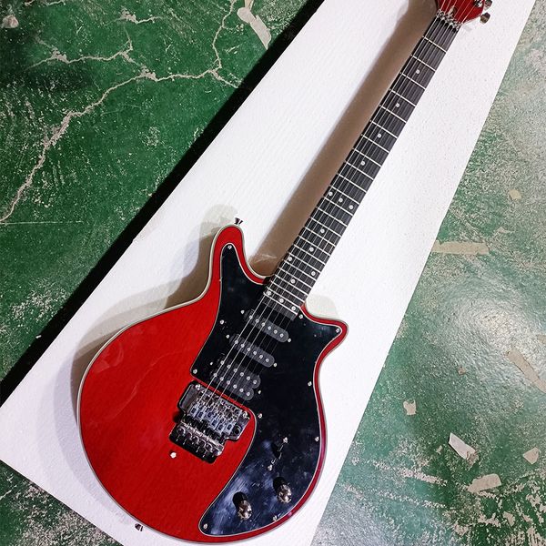 

6 strings red electric guitar with tremolo bar rosewood fretboard