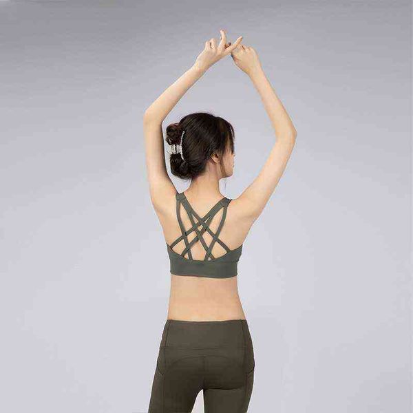 

yoga suit women's new open back fitness bra suspender belt thin shoulder beautiful sports, Black;white