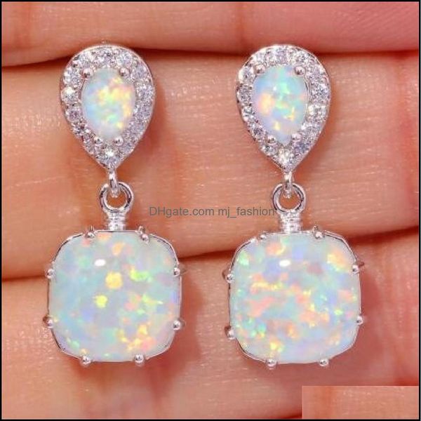 

stud opal drop earrings for women imitation fire pendientes wedding earring jewelry brincos gifts color sier delivery 2021 mjfashion dhmtl, Golden;silver