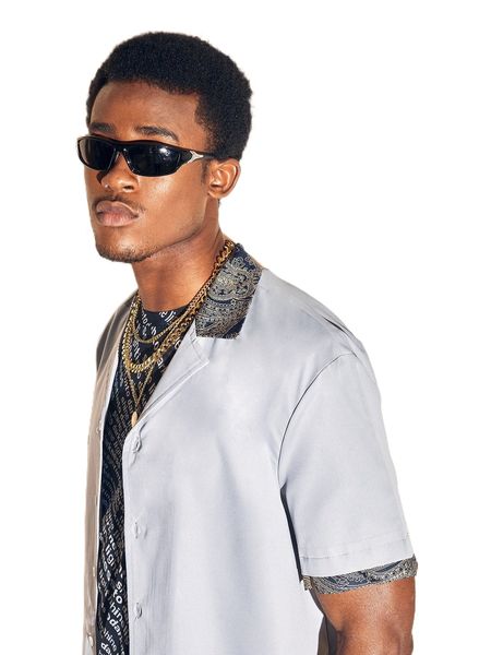 

men floral print shirt 39cs#, White;black