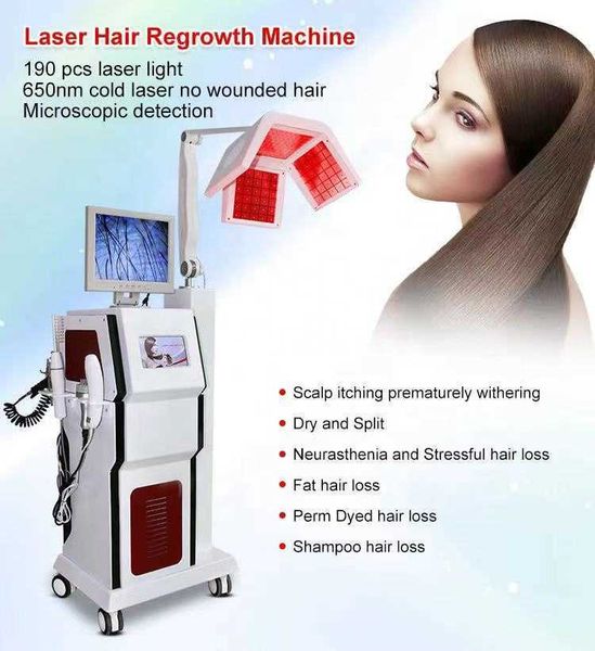 

2021 laser hair regrowth machine diode laser hair growth bio stimulate anti hair loss treatment beauty equipment, Black