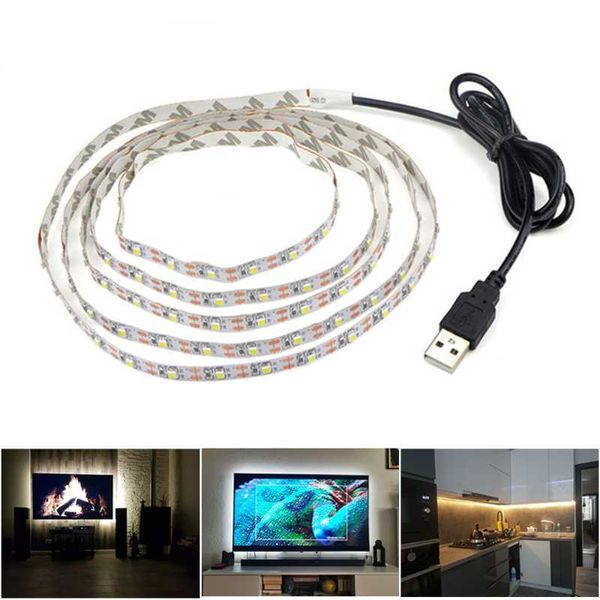 Tiras 1- 5M LED USB DC 5V 2835 White Warm tira tira leve TV Light Background Fita Decor Home Decor