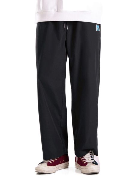 

extended sizes men cartoon graphic drawstring waist pants y2iw#, Black