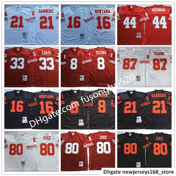 

vintage men ncaa steve young 16 joe montana deion sanders 42 ronnie lott 44 rathman jerry rice dwight clark white red black college jerseys