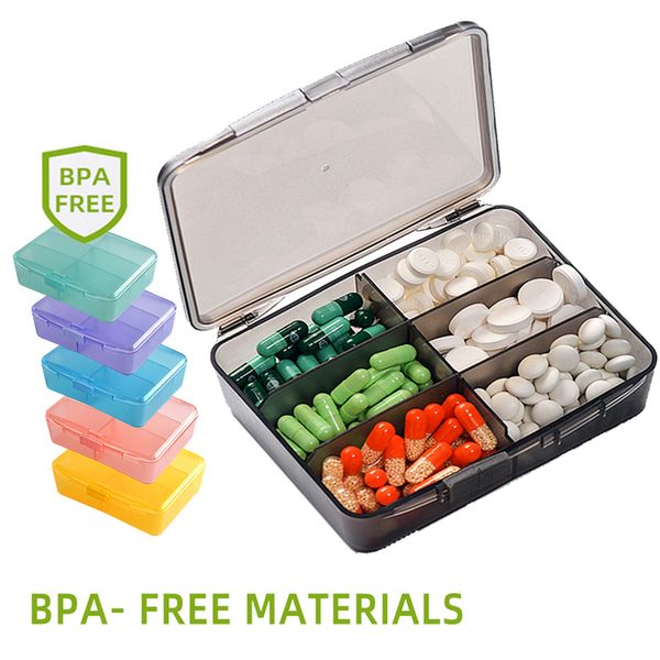 

6 grids pill box weekly medicine pillbox large moisture-proof pill storage organizer portable medicine case for travel 220711