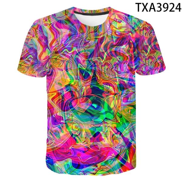 Summer Fashion Art Color Graffiti 3d T camisetas menino menino garotas casuais homens homens crianças imprimidas camiseta cool tops tee 220526