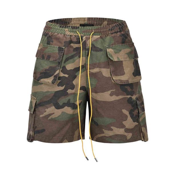 

style the designer rhude same camouflage washed and worn high street os loose fitting men's women's shorts pocket shell pants high, White;black