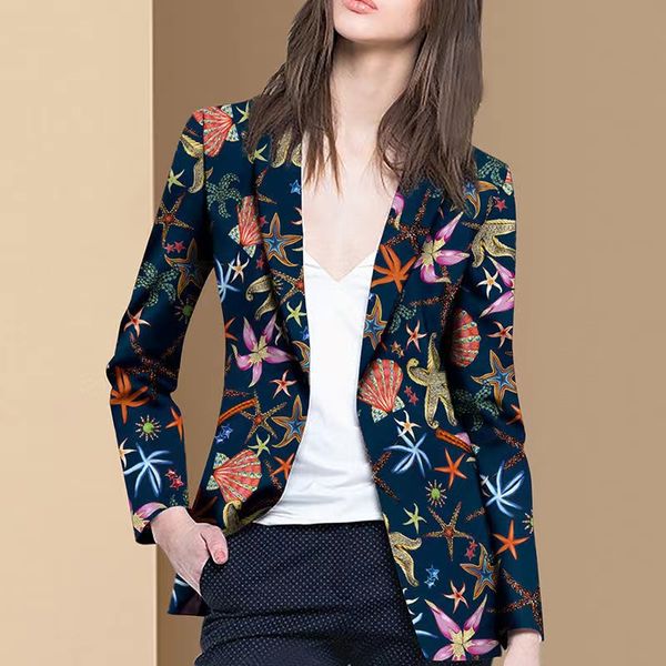

t109 womens suits & blazers tide brand high-quality retro fashion designer fashion printing series suit jacket slim plus size, White;black