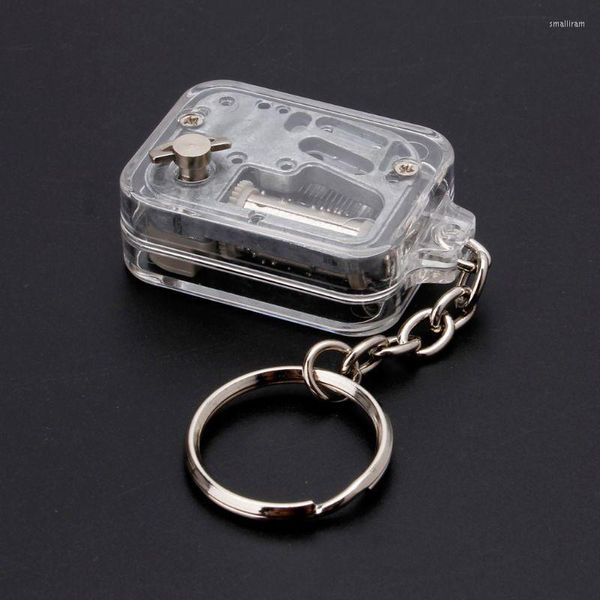 Keychains Kids Diy Music Box Movement Keychain Handy Crank Musical Case Fashion Jewelry Smal22