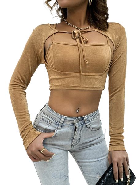 

aamilife tie neck cut out front & camisole b4j8#, White