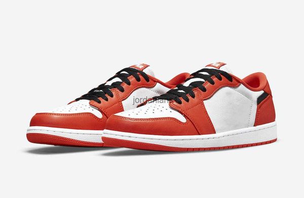 

jumpman 1 low og basketball shoes white orange outdoor sport sneakers with box