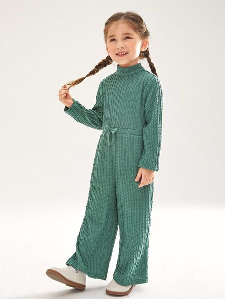

toddler girls stand neck knot front jumpsuit she, Blue