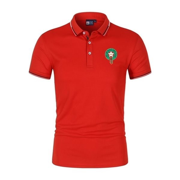 Fas Erkek Giyim Polo Gömlekler Adam Yaz Günlük Kırışıklık Karşıtı ve Diliş Anti 45% 45 Pamuk% 55 Polyester Anti-Shrink 220702